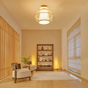 Wood 1 Light Semi Flush Mount Ceiling Light Modern Simplicity Ceiling Mounted Fixture for Living Room