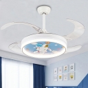 Kids Style Circular Flush Light Fixtures Acrylic 1-Light Flush Mount Ceiling Fixture in White