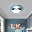 Penguin Flush Ceiling Light Modern Style Metal 2-Lights Flush Ceiling Light Fixture in Blue
