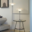 Modern Style Bowl Table Lamp Metal 1-Light Nightstand Lamp in White