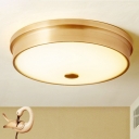 Traditional Flush Mount Ceiling Light Fixtures Drum Brass Ceiling Light for Bedroom