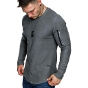 Men's Stylish T-Shirt Solid Color Long Sleeve Round Neck Regular Fit T-Shirt