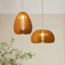 1-Light Down Lighting Pendant Contemporary Style Geometric Shape Wood Pendulum Lights