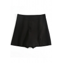Hot Womens Skirt Solid Color High Rise Split Design Bodycon Mini Skirt