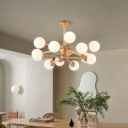 Multi Lights Wood Suspension Pendant Light White Light Modern Chandelier for Living Room