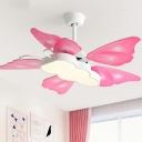 Bee-Shaped Ceiling Fan Light Modern Metal Third Gear 1-Light LED Ceiling Fan for Kid’s Room