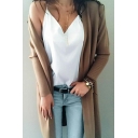 Elegant Womens Sweater Plain Open Front Long Sleeve Longline Cardigan
