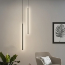 1-Light Suspension Pendant Minimalistic Style Linear Shape Metal Third Gear Hanging Ceiling Lights