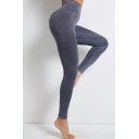 Vintage Womens Yoga Leggings High Waist Faded Wash Ankle Length Gym Leggings