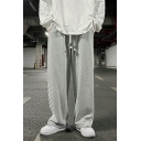 Modern Pants Stripe Print Pocket Mid Rise Full Length Loose Drawstring Pants for Men