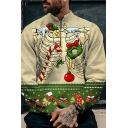 Simple Hoodie 3D Christmas Print Long Sleeve Baggy Stand Collar 1/4 Zipper Hoodie for Boys