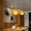 Asian Bamboo Pendant Chandelier 1 Light Wood Hanging Light for Restaurant