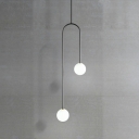 2-Light Hanging Lamp Ultra-Modern Style Globe Shape Glass Ceiling Pendant Light