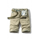 Stylish Cargo Shorts Plain Zip Closure Pocket Detail Mid Rise Cargo Shorts for Men