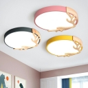 Minimalism Wood Macaron Flush Mount Ceiling Lights LED Third Gear Light Close to Ceiling Lamp for Bedroom