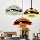 1-Light Ceiling Pendant Lamp Contemporary Style Dome Shape Glass Pendulum Lights