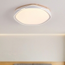 Contemporary Style Wood Flush Mount Light White Ceiling Light for Living Room