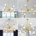 Gold Sputnik Chandelier Lamp Modern Style Metal 12 Lights Chandelier Light Fixture