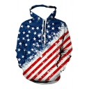 Hot Boys Hoodie 3D Flag Printed Drawstring Pocket Detailed Relaxed Long-Sleeved Hoodie