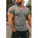 Men's Comfortable T-Shirt Heathered Short Sleeve V-Neck Slim Fit T-Shirt