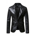 Freestyle Blazer Jacquard Pattern Single Button Lapel Collar Skinny Suit Blazer for Men