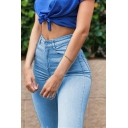 Sexy Womens Jeans Colored Denim Zip Fly Mid Waist Skinny Denim Pants