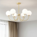 Modern Sphere Chandelier Lights Glass Chandelier Light Fixture in Gold for Living Room