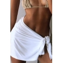 Sexy Wrap Skirt Pure Color Mini Skirt for Ladies