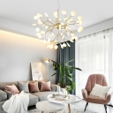 Gold Metal Suspended Lighting Fixture Modern Living Room Chandelier Lighting