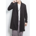 Boy's Trendy Coat Pure Color Spread Collar Long Sleeve Regular Open Front Trench Coat