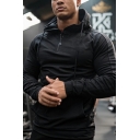 Casual Men's Set Pure Color Long Sleeve Drawstring Hoodie with Drawstring Waist Pants Set
