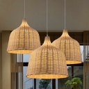Modern 1 Light Suspension Pendant Light Bamboo Dining Room Ceiling Lamp