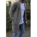 Mens Simple Knit Cardigan Shawl Collar Open-Front Plain Fitted Knit Cardigan