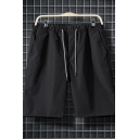 Stylish Shorts Plain Drawstring Waist Pocket Detail Regular Fit Shorts for Men