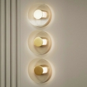 Mid-Century Third Gear Geometric Flush Mount Wall Sconce Hand Blown Glass Surface Wall Sconce