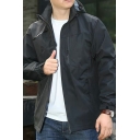 Guys Modern Coat Pure Color Hooded Long Sleeves Regular Fitted Zip Placket Coat