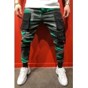 Stylish Mens Camouflage Pants Elastic Waist Mid Rise Skinny Fit Pants with Pocket