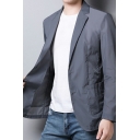 Men's Daily Suit Jacket Plain Button Closure Lapel Collar Pocket Detail Suit Jacket