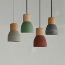1-Light Suspension Lamp Contemporary Style Dome Shape Wood Hanging Light Kit