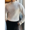 Mens Basic Sweater Geometric Print Mock Neck Long-Sleeved Slimming Pullover Sweater