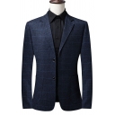 Chic Blazer Plaid Pattern Lapel Collar Long Sleeve Button down Slim Suit Blazer for Men