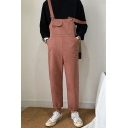 Men Casual Overalls Solid Color Front Pocket Ankle Length Relaxed Fit Overalls