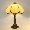 Tiffany Style Dome Table Lamp Glass 1-Light Table Light in Beige