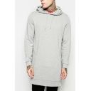 Cozy Hoodie Solid Color Long Sleeve Regular Fit Hooded Drawstring Hoodie for Men
