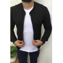 Casual Jacket Quilted Pattern Long Sleeves Skinny Zip Placket Stand Collar Jacket
