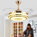 Contemporary Semi Mount Ceiling Fan Light Metal Ambient Lighting Indoor