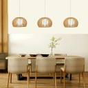 Dome 1 Light Wood Pendant Lighting Minimalism Hanging Ceiling Light for Dinning Room