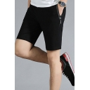 Modern Mens Shorts Contrast Color Drawstring Waist Shorts with Pocket