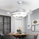 Semi Mount Fan Lighting Modern Style Acrylic Semi Fan Flush for Living Room Remote Control Stepless Dimming