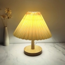 1-Light Night Table Lamps Contemporary Style Cone Shape Wood Nightstand Lamp